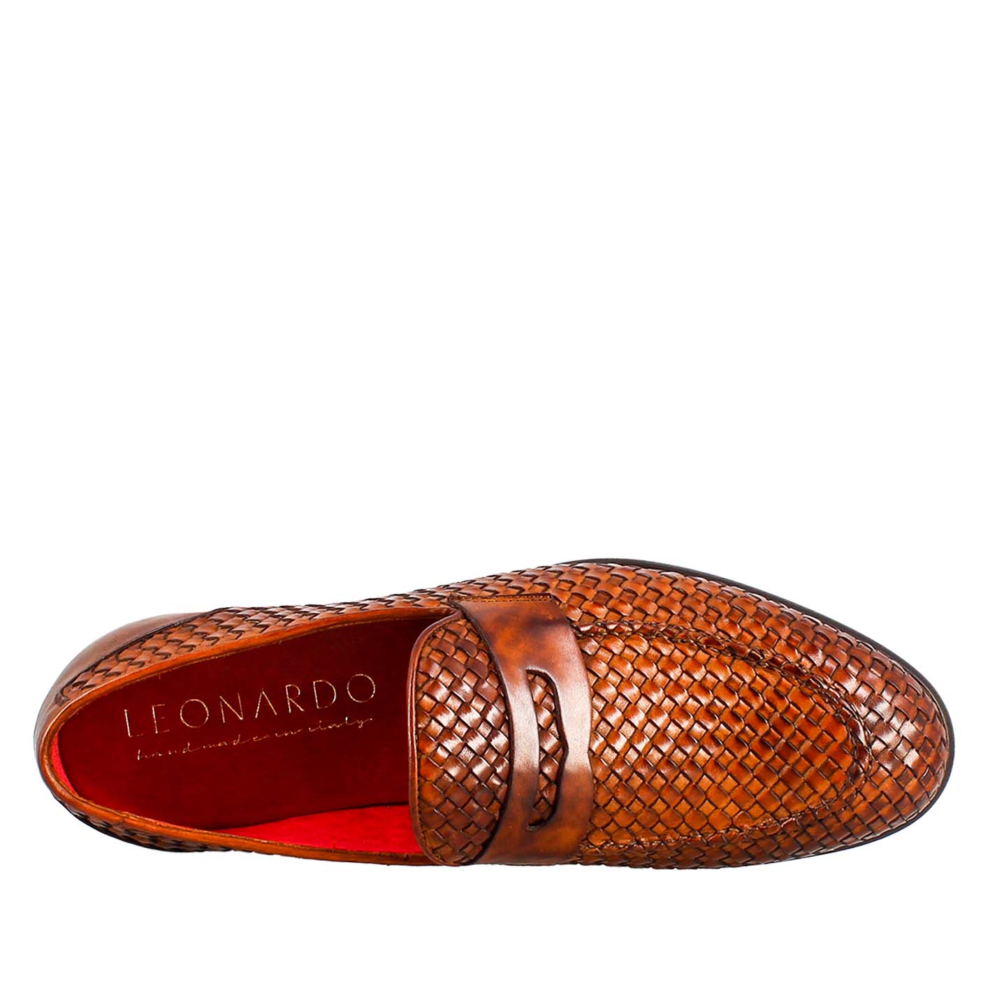 Handcrafted woven leather men's moccasin