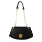 Women's Leather Shoulder Bag with Gold Metal Clasp