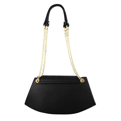 Women's Leather Shoulder Bag with Gold Metal Clasp