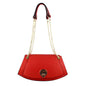 Women's Leather Shoulder Bag with Gold Metal Clasp
