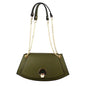 Women's Leather Shoulder Bag with Gold Metal Clasp