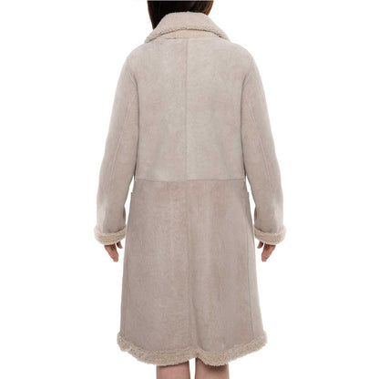 Cappotto reversibile doppio petto lungo da donna beige