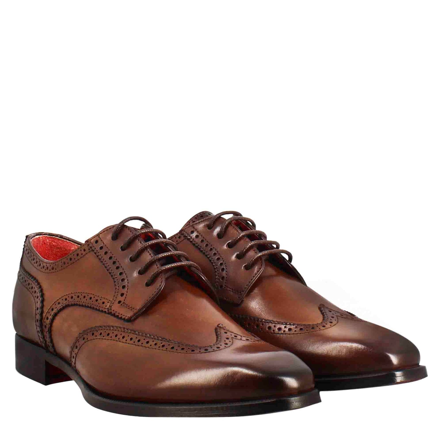 Derby full brogue da uomo punta squadrata