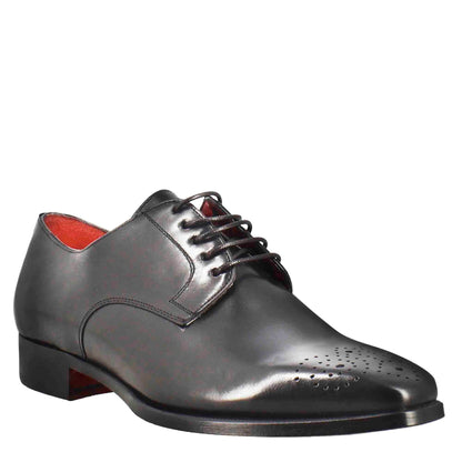 Derby plain toe da uomo con punta squadrata e disegno forato