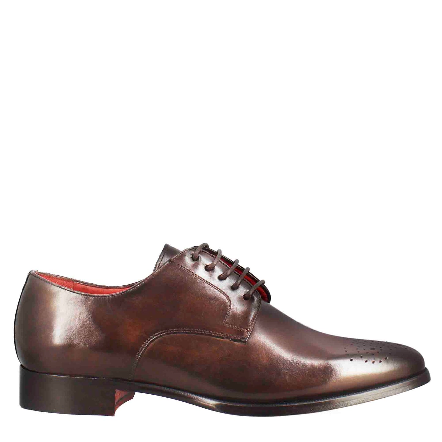 Derby plain toe da uomo con punta squadrata e disegno forato