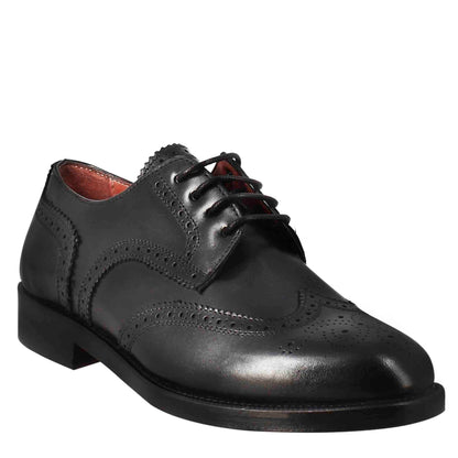 Derby da donna brogue in pelle fondo in cuoio