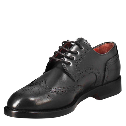 Derby da donna brogue in pelle fondo in cuoio