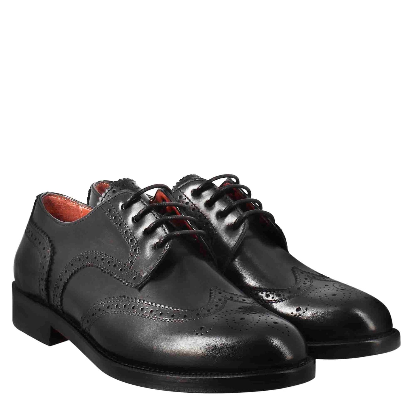 Derby da donna brogue in pelle fondo in cuoio