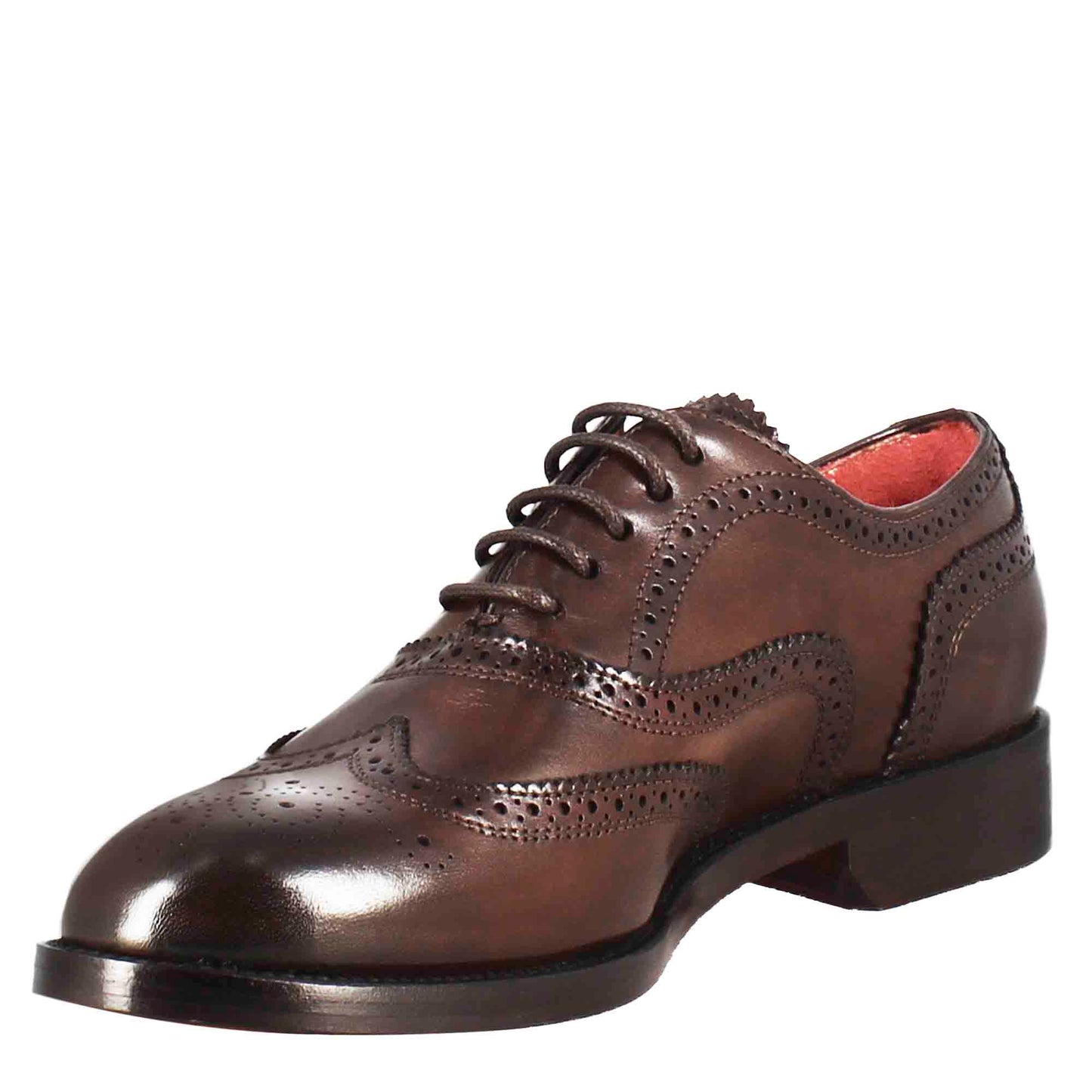 Francesina da donna brogue in pelle fondo cuoio