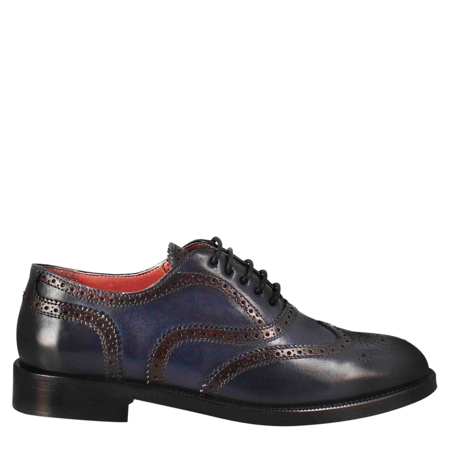 Francesina da donna brogue in pelle fondo cuoio