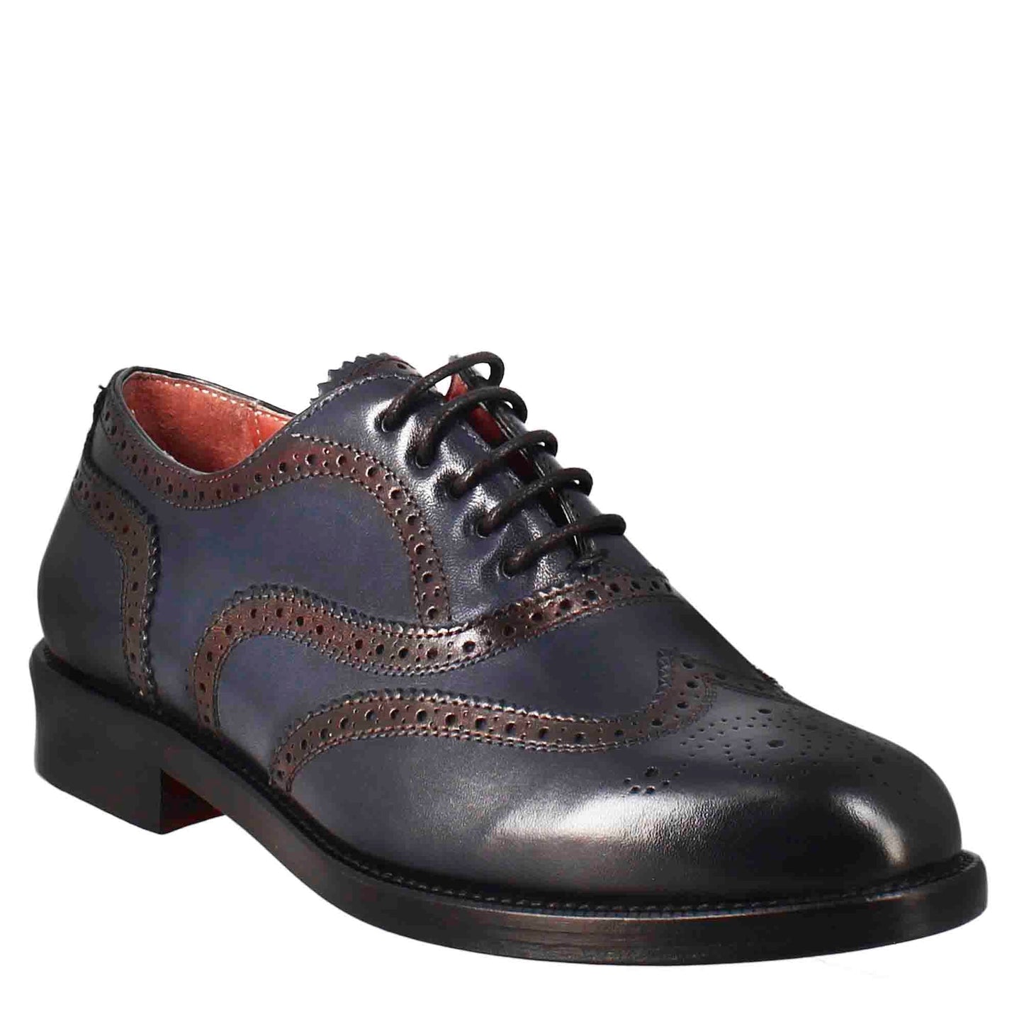 Francesina da donna brogue in pelle fondo cuoio