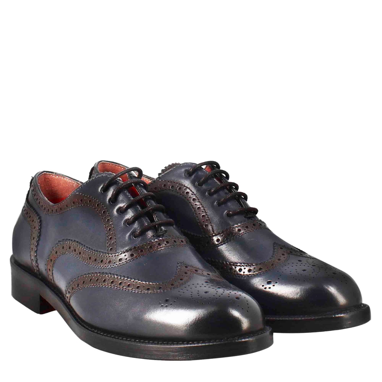 Francesina da donna brogue in pelle fondo cuoio