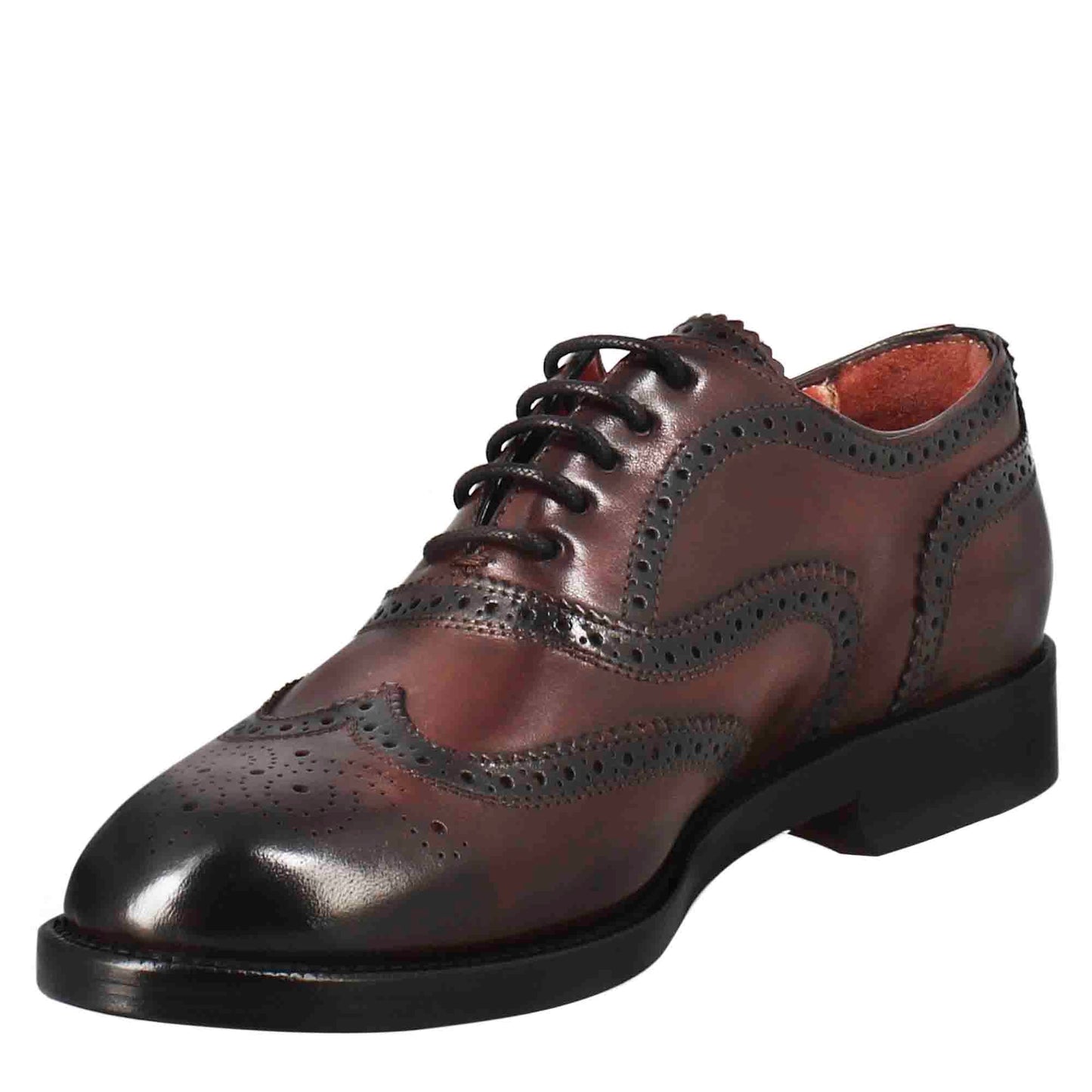 Francesina da donna brogue in pelle fondo cuoio