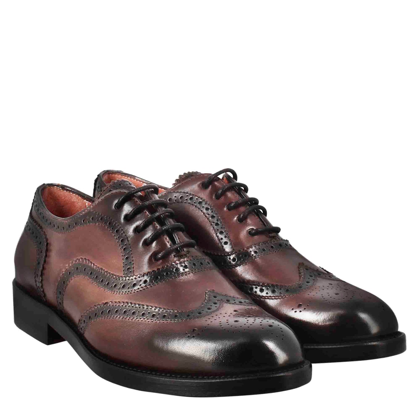 Francesina da donna brogue in pelle fondo cuoio