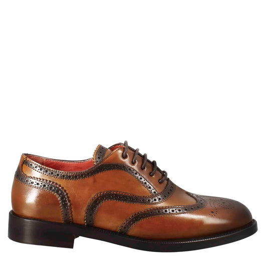 Francesina da donna brogue in pelle fondo cuoio