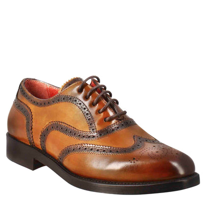 Francesina da donna brogue in pelle fondo cuoio