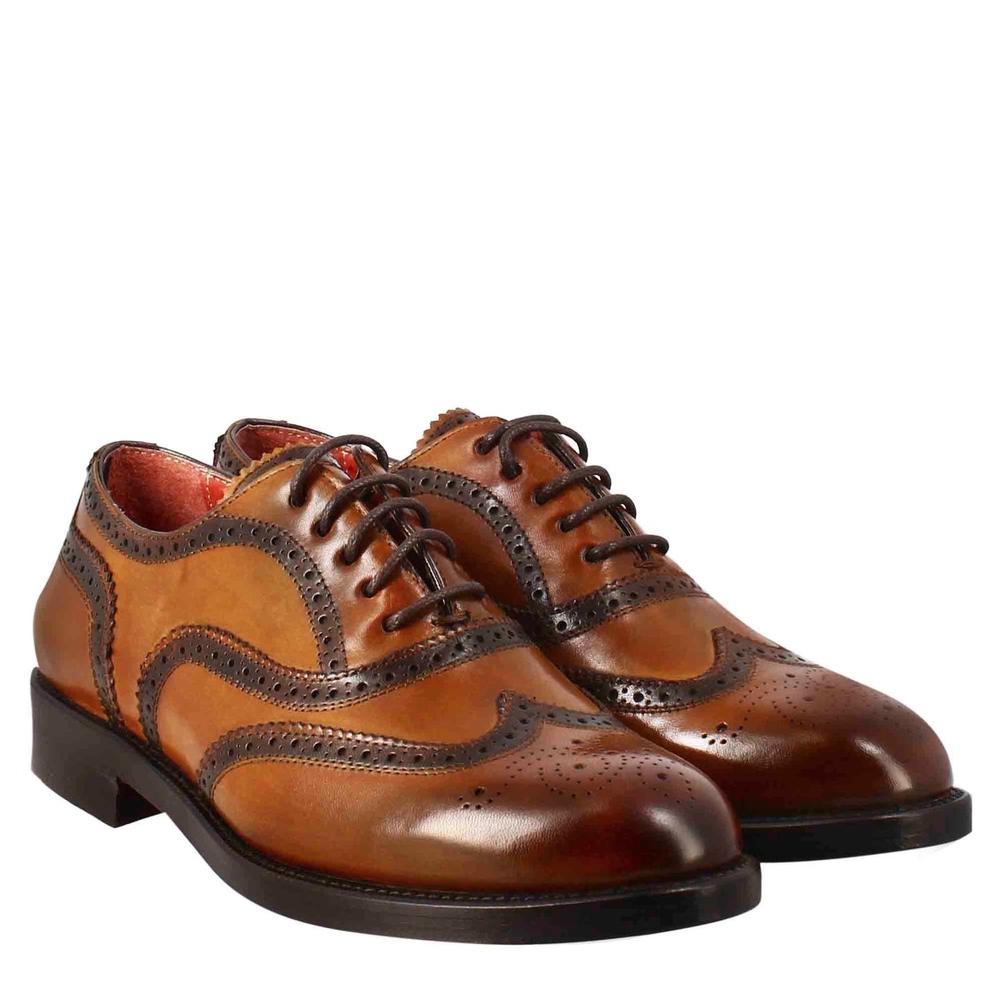 Francesina da donna brogue in pelle fondo cuoio