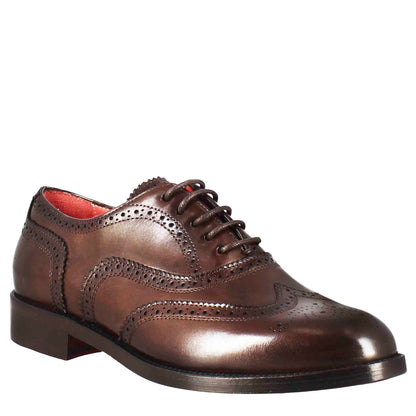 Francesina da donna brogue in pelle fondo cuoio