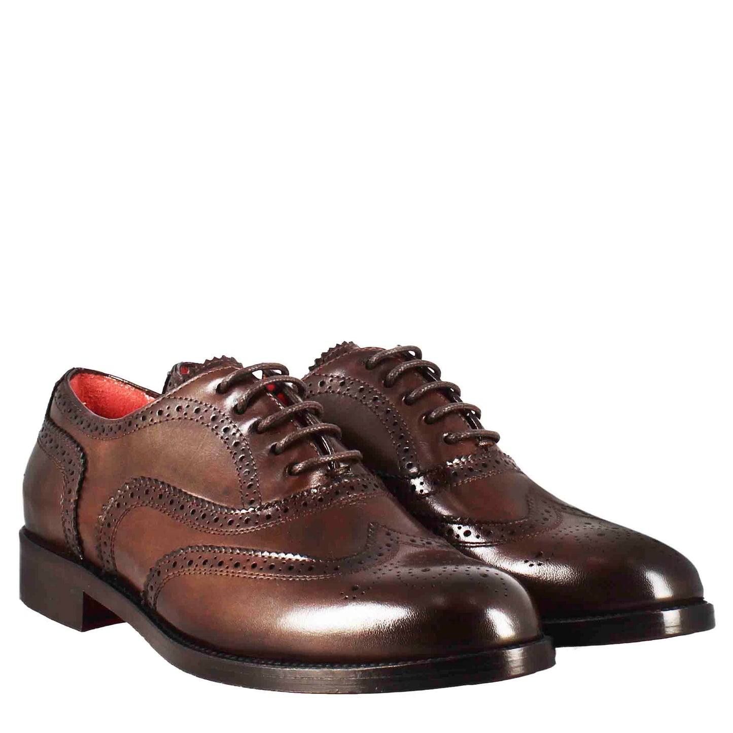 Francesina da donna brogue in pelle fondo cuoio