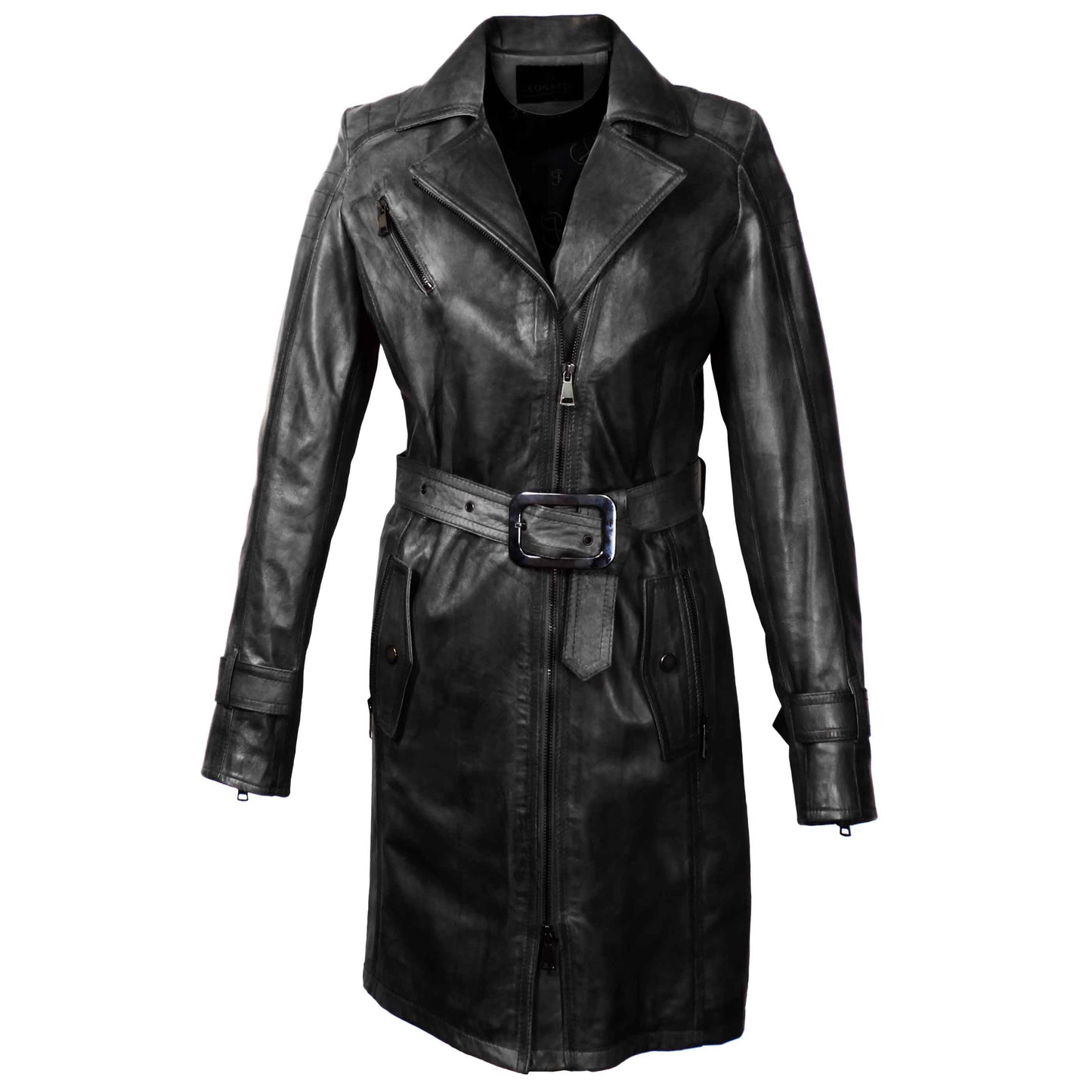 Giacca lunga da donna in pelle