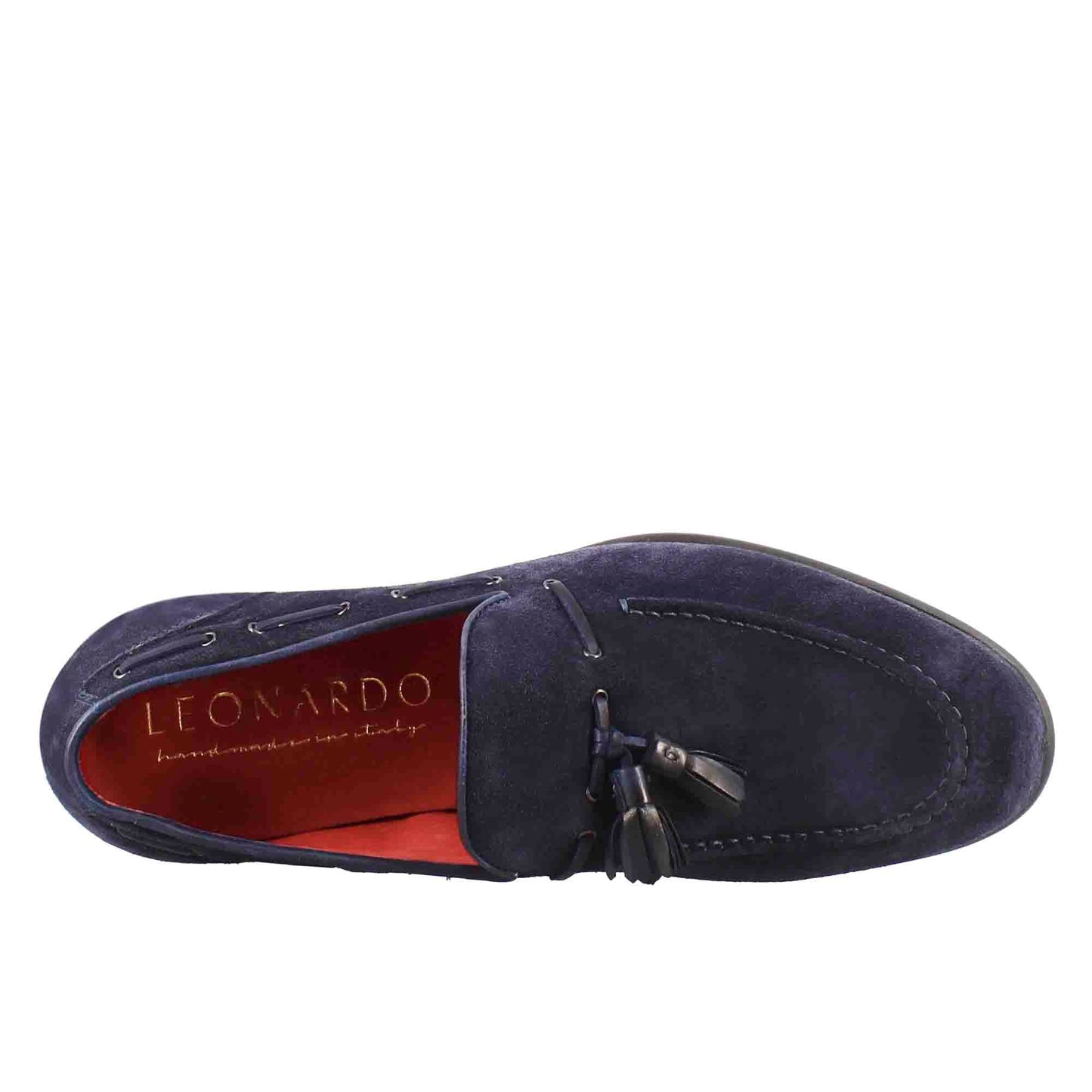 Mocassino elegante da uomo in pelle scamosciata con nappine fondo cuoio