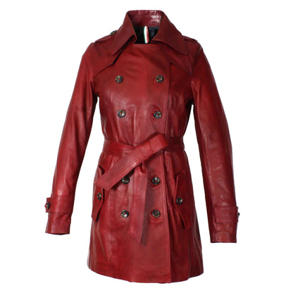 Giacca da donna stile trench in pelle alta qualità