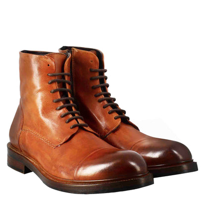 Men's high diver ankle boot in vintage effect leather