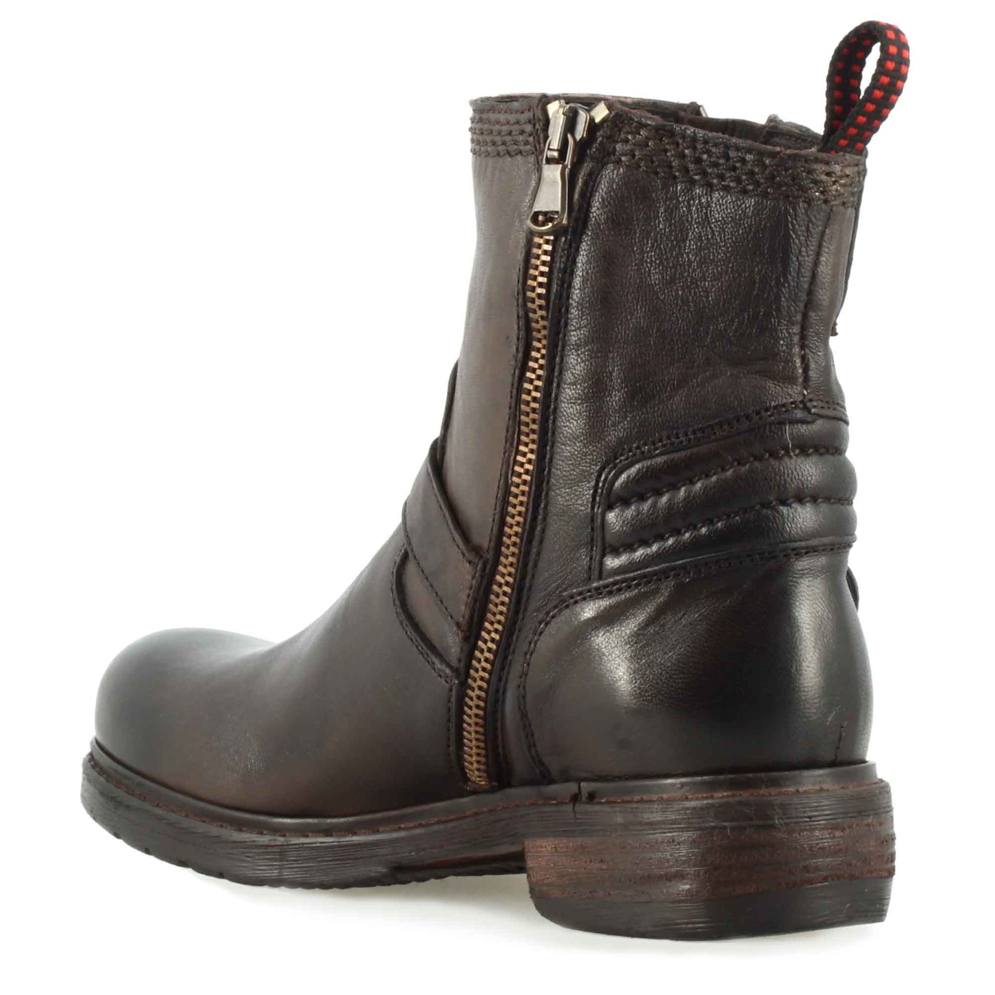 Stivaletto da donna con doppia fibbia in vera pelle