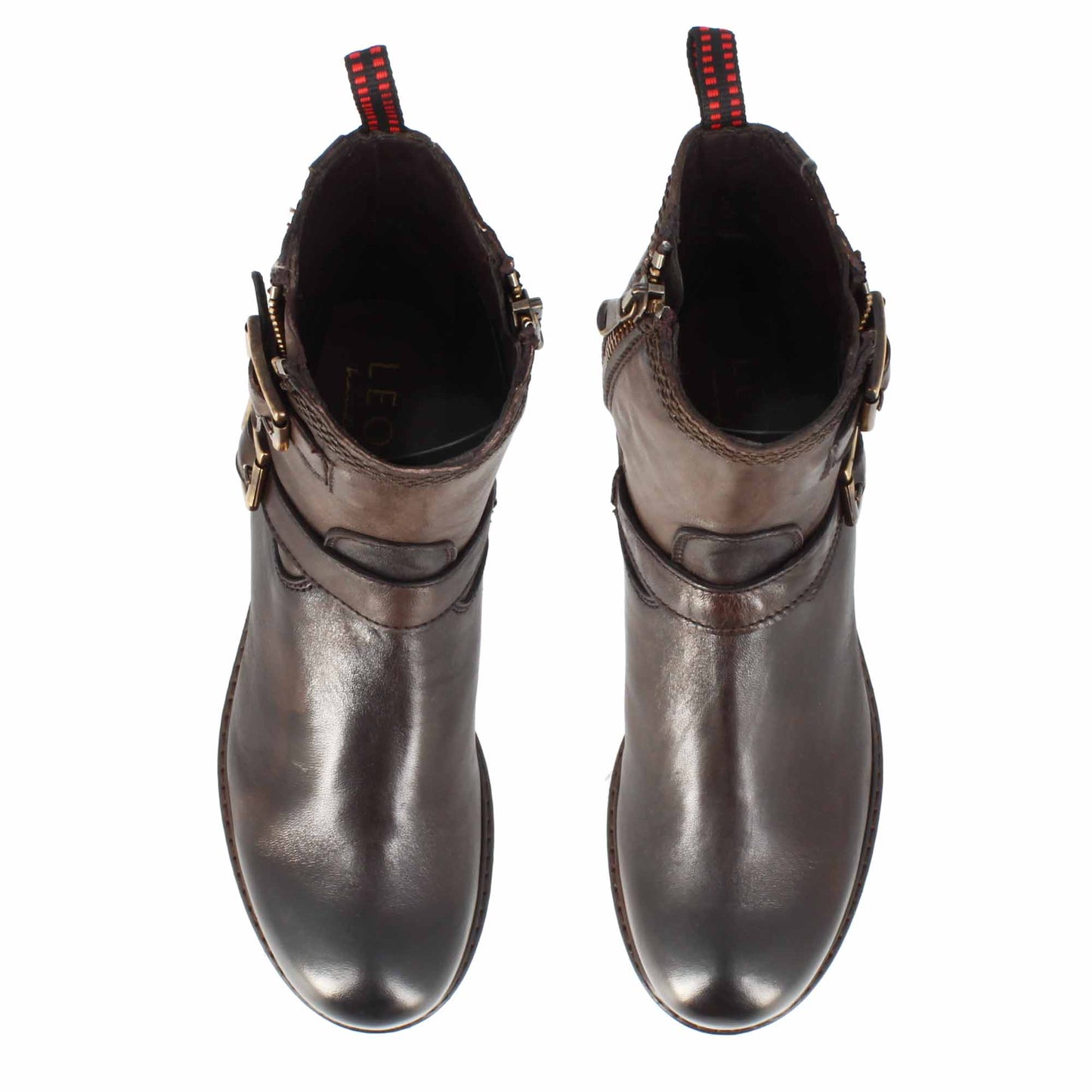 Stivaletto da donna con doppia fibbia in vera pelle