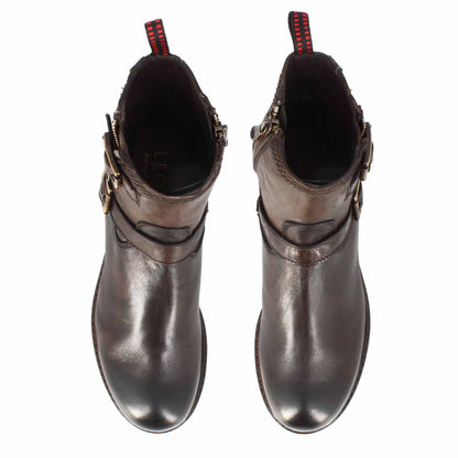 Stivaletto da donna con doppia fibbia in vera pelle