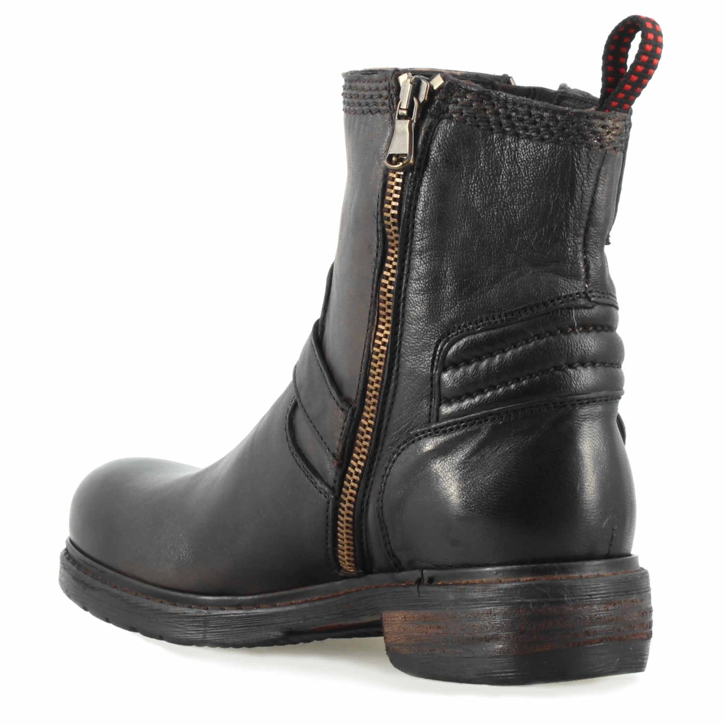 Stivaletto da donna con doppia fibbia in vera pelle