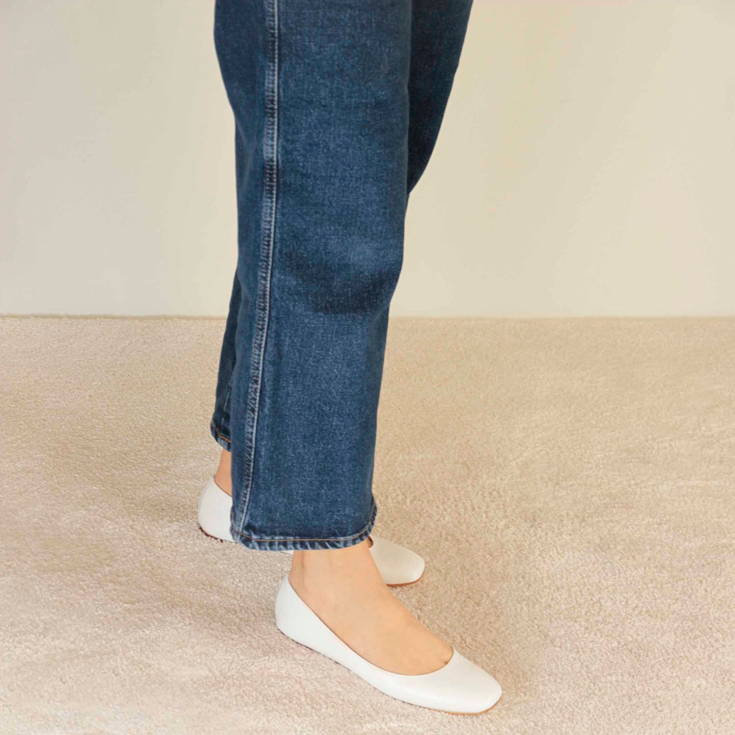 Ballerina casual da donna in pelle liscia fatta a mano