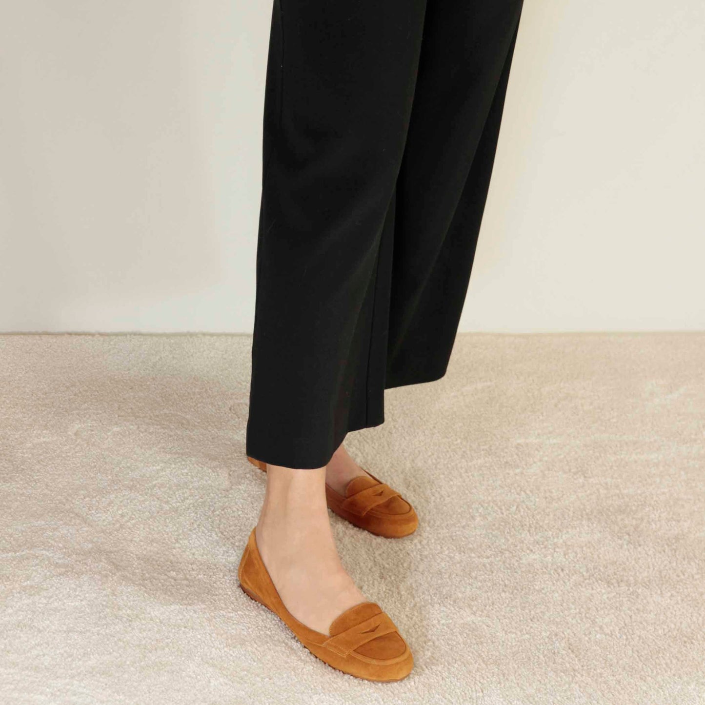 Ballerina college da donna in pelle scamosciata