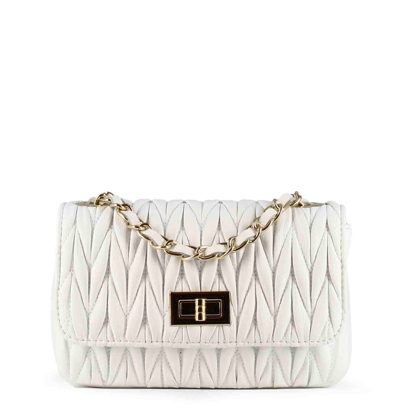 Spiga Quilted Leather Women's Handbag with Jeweled Shoulder Strap