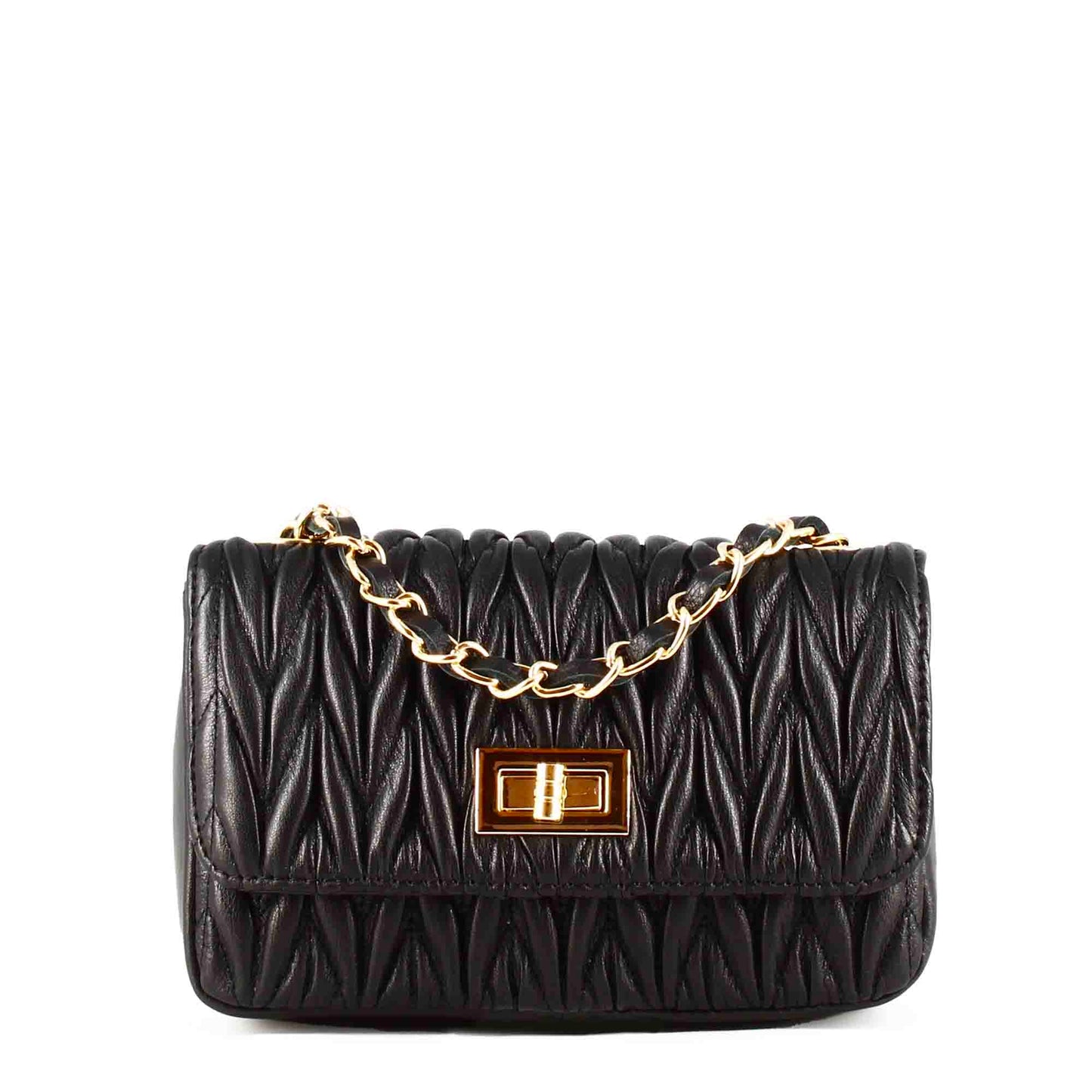 Spiga Quilted Leather Women's Handbag with Jeweled Shoulder Strap