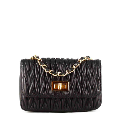 Spiga Quilted Leather Women's Handbag with Jeweled Shoulder Strap