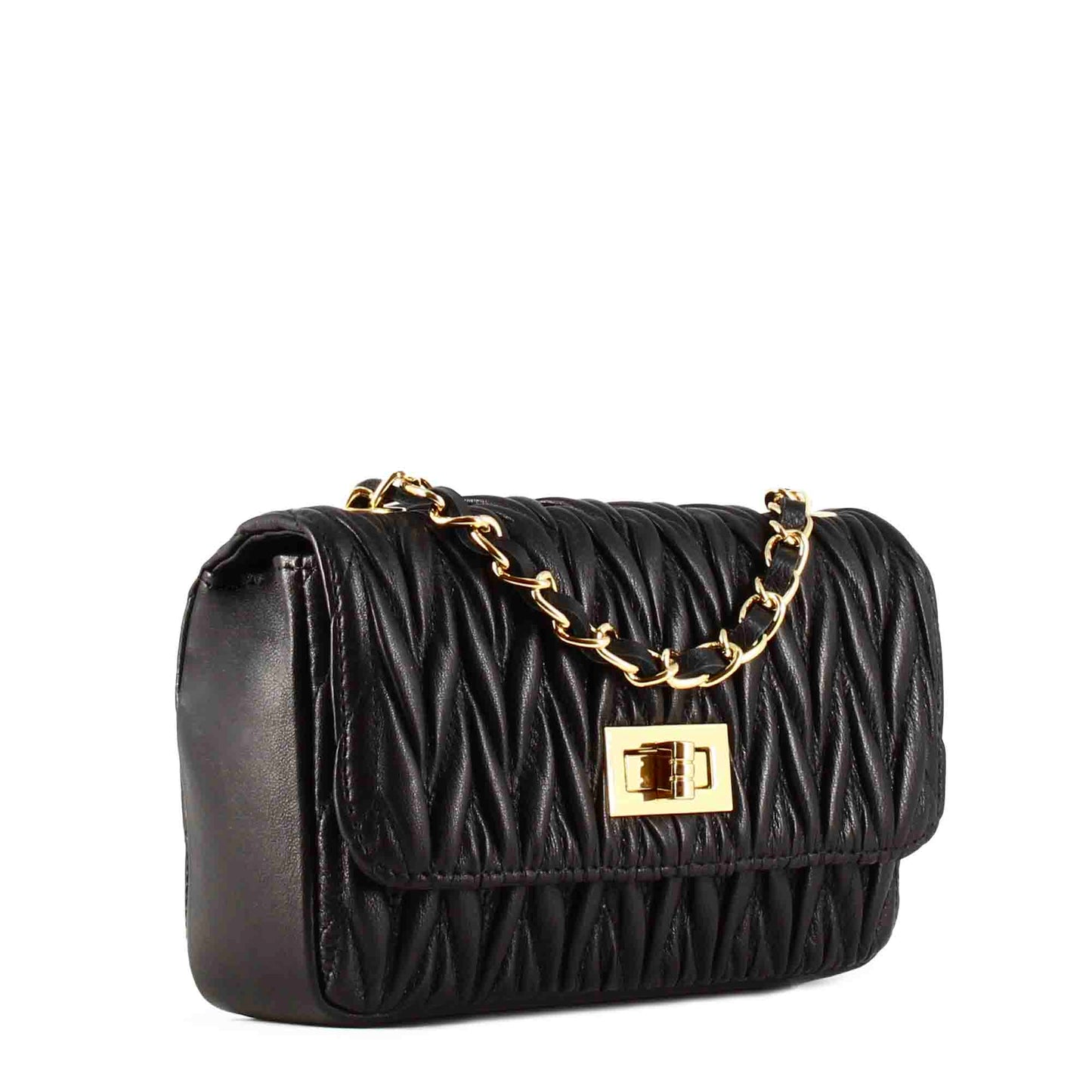 Spiga Quilted Leather Women's Handbag with Jeweled Shoulder Strap