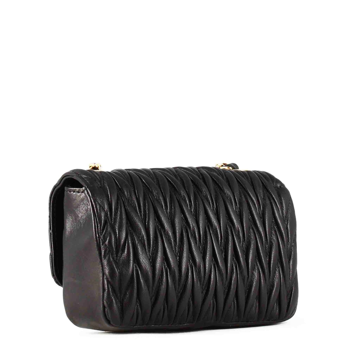 Spiga Quilted Leather Women's Handbag with Jeweled Shoulder Strap