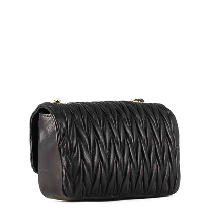 Spiga Quilted Leather Women's Handbag with Jeweled Shoulder Strap