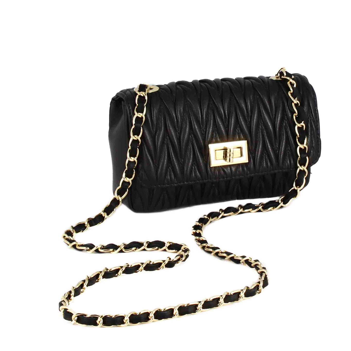 Spiga Quilted Leather Women's Handbag with Jeweled Shoulder Strap