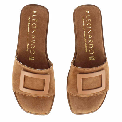 Women's suede slippers with band