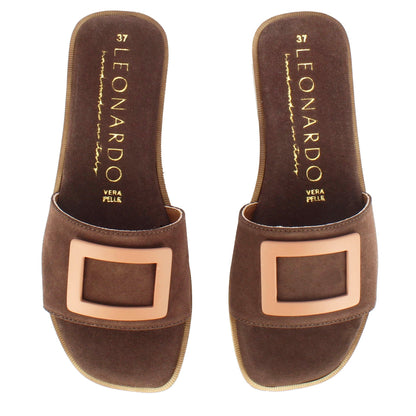 Women's suede slippers with band
