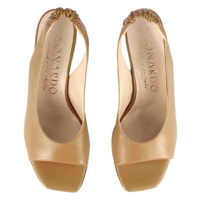 Women's Square Toe Leather Slingback Sandal