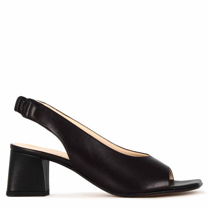 Women's Square Toe Leather Slingback Sandal