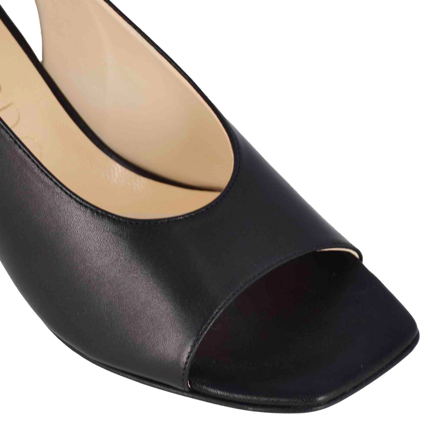 Women's Square Toe Leather Slingback Sandal