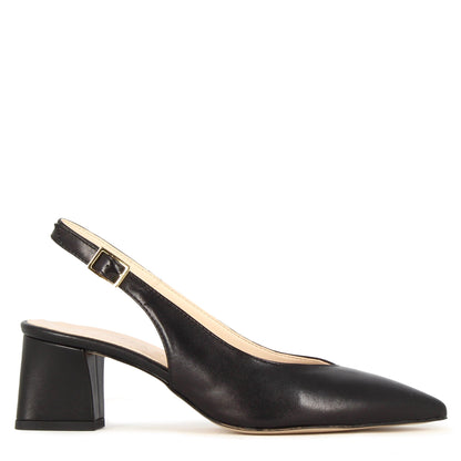Women's Leather Slingback Pumps with Mid Heel