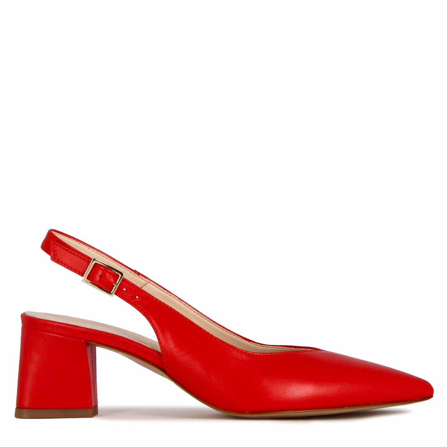 Women's Leather Slingback Pumps with Mid Heel