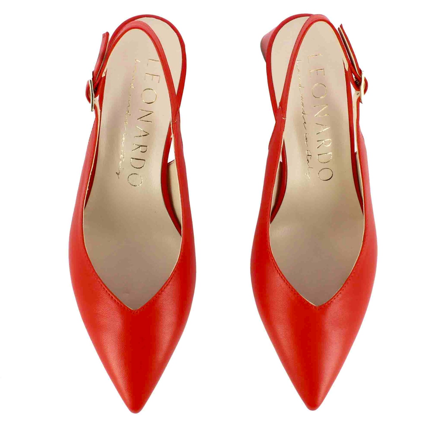 Women's Leather Slingback Pumps with Mid Heel