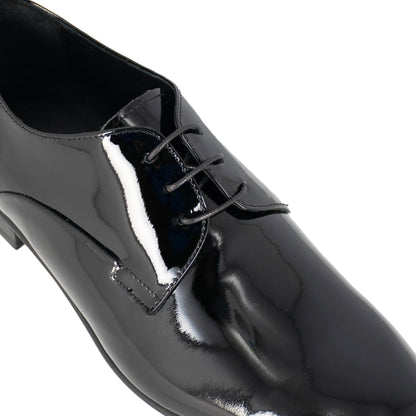 Derby elegante da uomo in pelle lucida colore nero