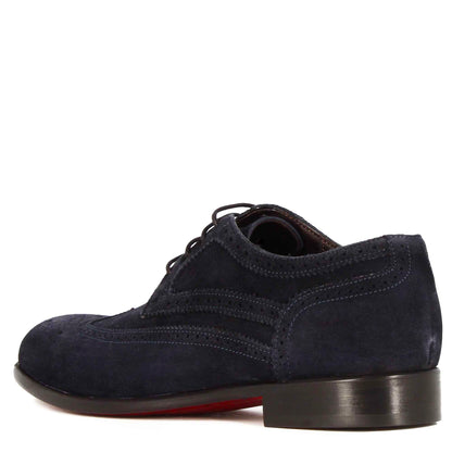 Men's elegant full brogue derby in suede leather